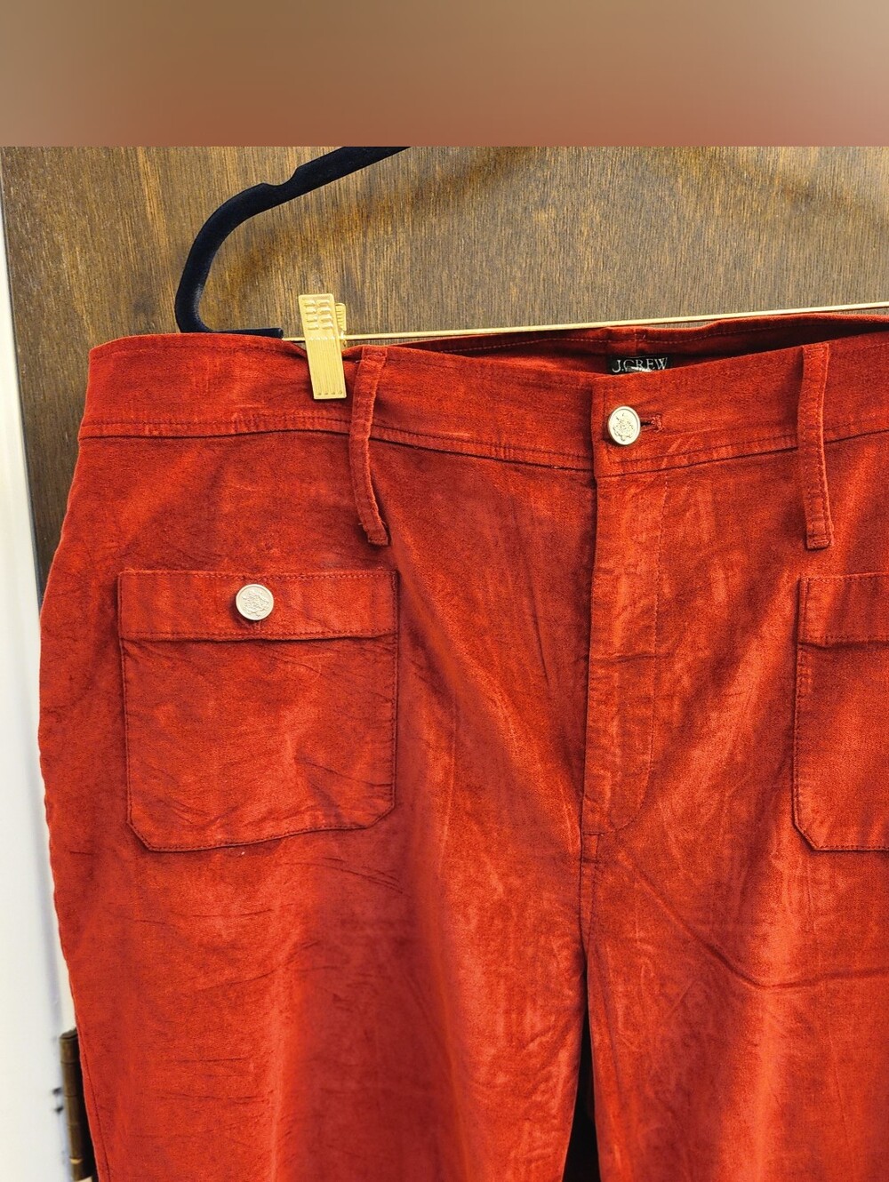 J.Crew Lizzie Velvet Wide Leg Pants Maroon Patch Pocket Plus Size 36
